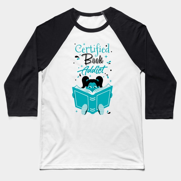 Book Addict Girl White Baseball T-Shirt by Malchev